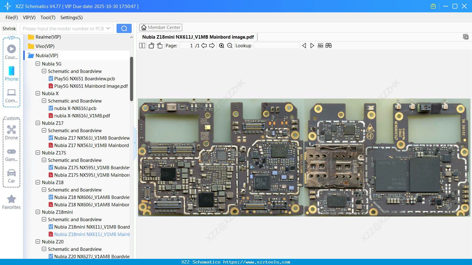 Nubia Z18mini NX611J_V1MB Mainbord Image